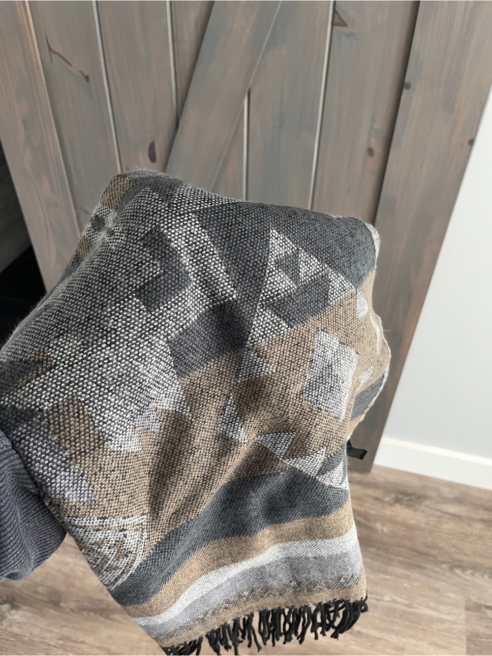 Steve Madden Brown & Slate Blue Geometric Scarf